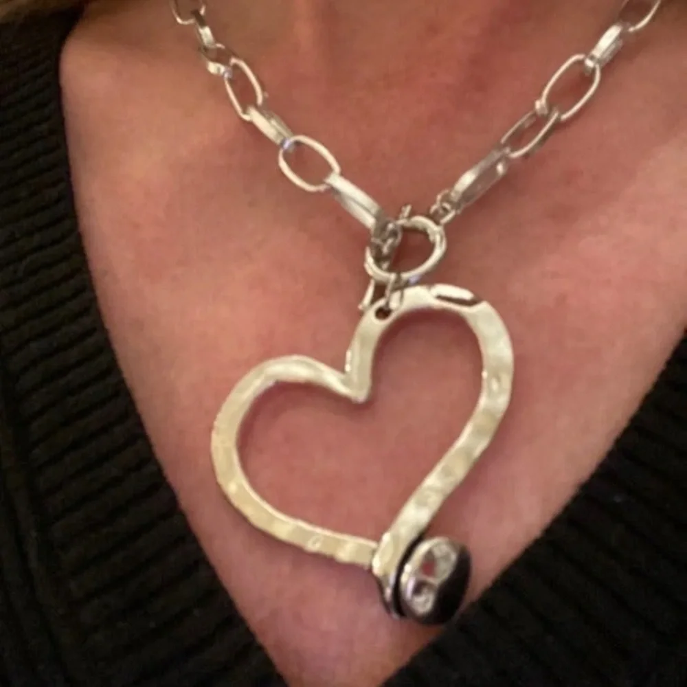 - Large Silver Heart Necklace - Picture 2 of 2